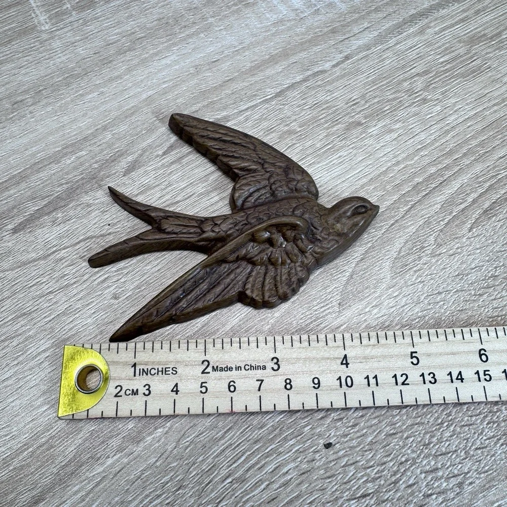 Burwood Swallow Bird Wall Plaque Brown Wood Look Vintage Flying Bird Decor